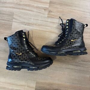 Y2K Nike ACG Women’s Combat Hiking Black And Yellow Boots Size 8 Outdoor Durable